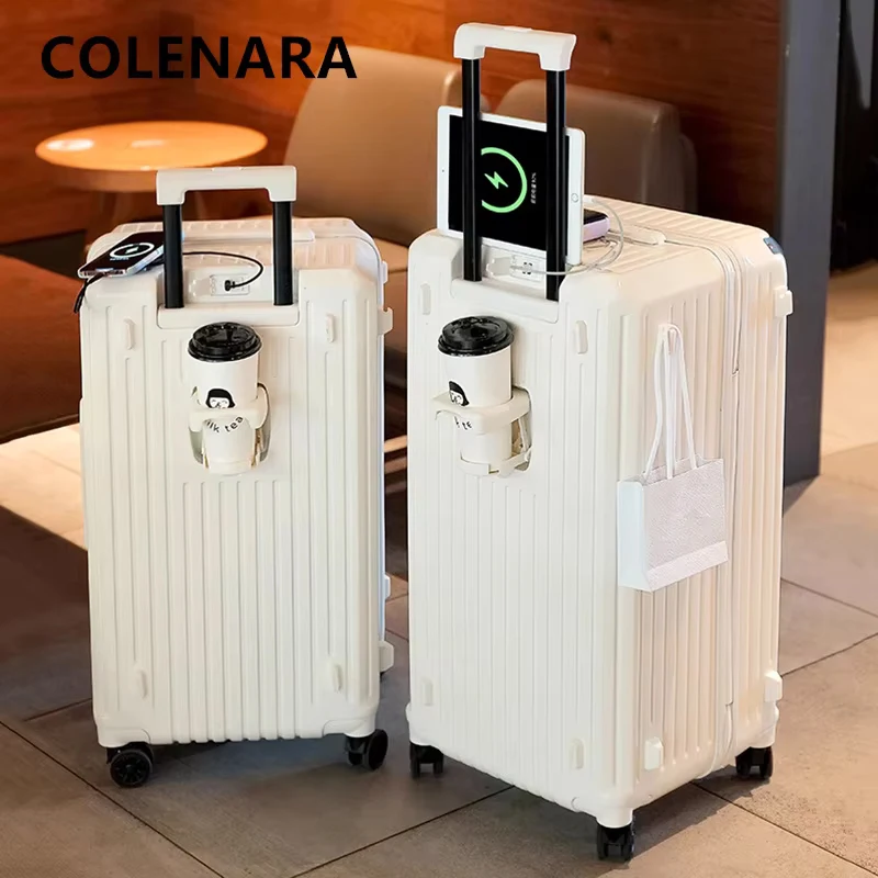 COLENARA Suitcase on Wheels ABS+PC Boarding Box Large Capacity Trolley Case Family Travel Essentials Women's Rolling Luggage
