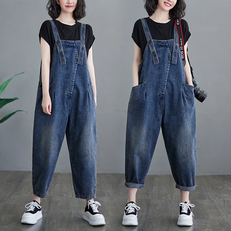 Denim Jumpsuit Women's Korean Version Loose pring Summer Fashion New Ankle-length Haren Pants Gool Girl Street Jean Overalls