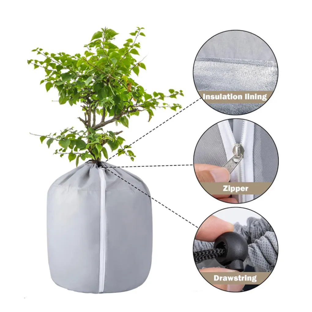 2PCS/SET Winter Outdoor Flower Pot Protection Bag Garden Plant Insulation Protective Cover Anti-Frost Cold Weather Trees Jacket