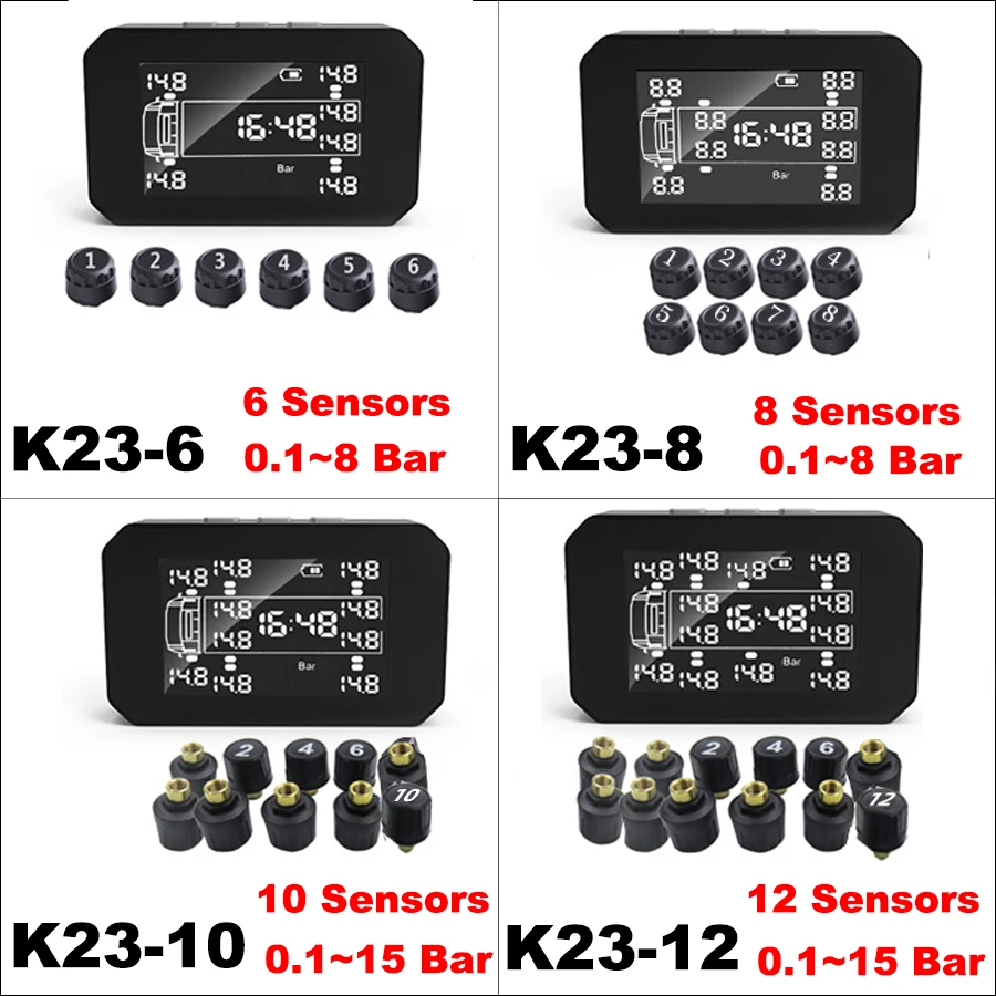 ACCEO Truck TPMS 6/8/10/12 External Sensor Tire Pressure Monitoring System Car Electronic Devices Smart Alarm Systems Sensors