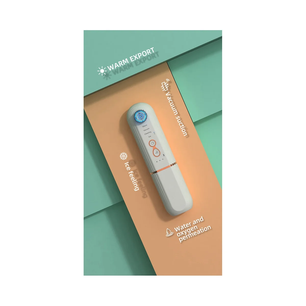 Красный, синий светодиодный терапия, маленький пузырьковый электрический инструмент с черной головкой, машина для удаления прыщей, очиститель пор, вакуумный инструмент для удаления прыщей