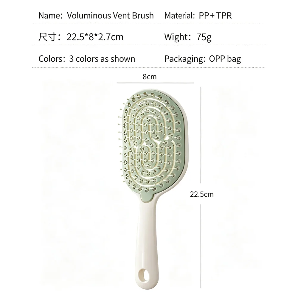 Self-Cleaning Rib Comb Massage Hair Brush Double Layer Detachable Hollow out Anti-Static Fast Drying Styling Hair Brush