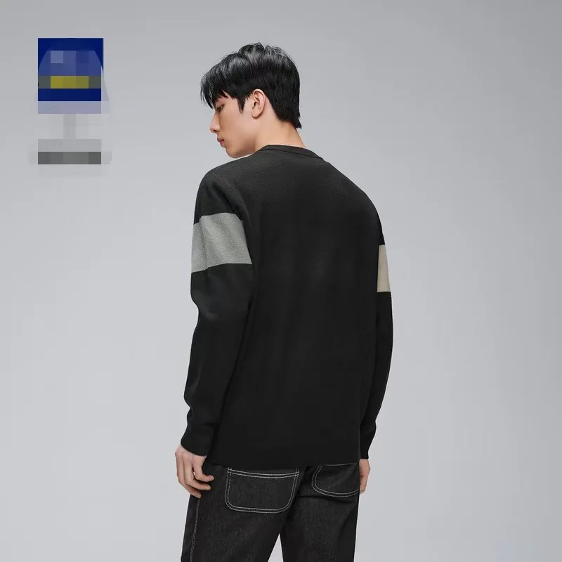 

Men's Winter Knitted Long Sve round Ne Slim Fit Color Blo Base Layer Hoodie Trendy Casual Straight Cut Polyester Blend