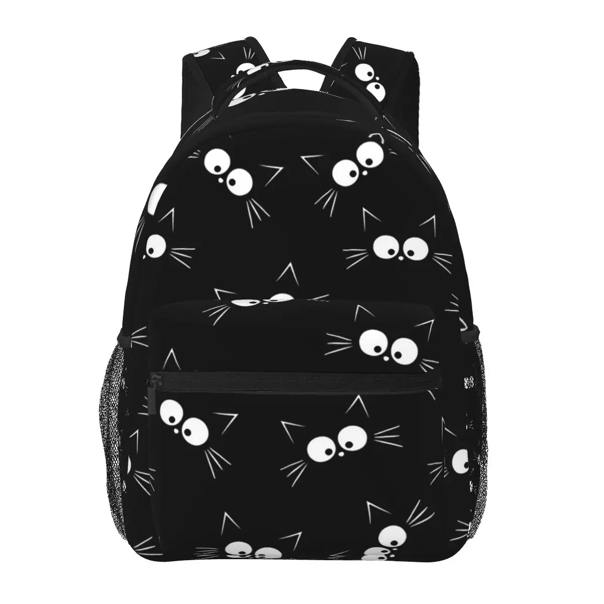 Bonito gato preto padrão mochilas meninos meninas bookbag estudantes sacos de escola dos desenhos animados viagem bolsa ombro grande capacidade