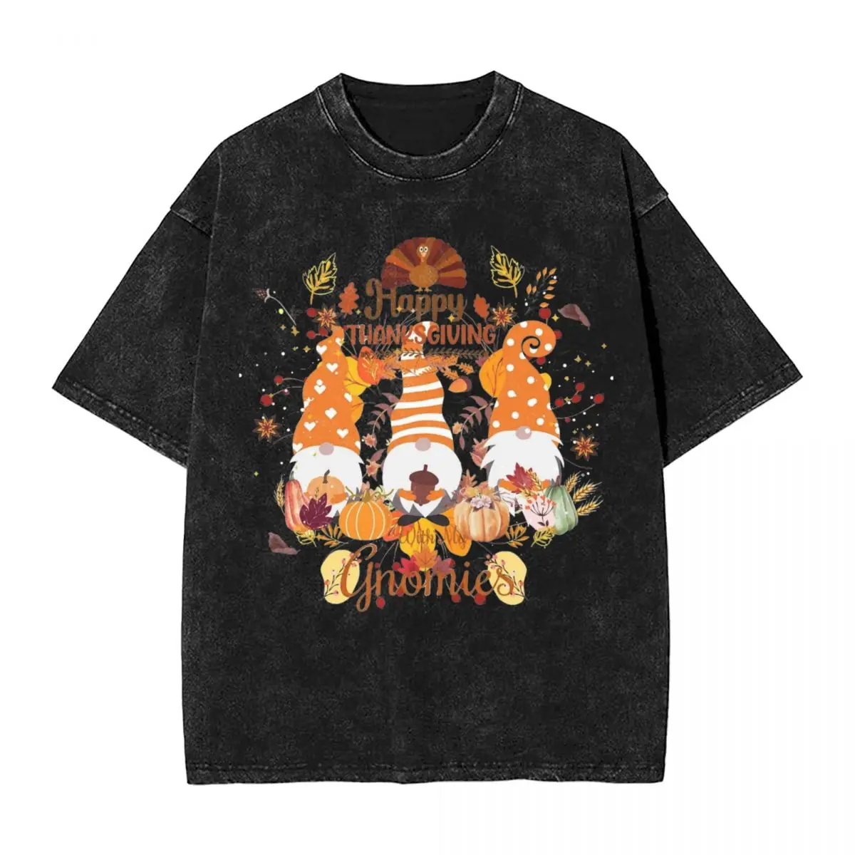 Men's Thanksgiving With My Gnomes T Shirts Autumn Pumpkin Tees Summer Y2K Funny Short-Sleeved T-Shirt O Neck Trending Tshirt Hot