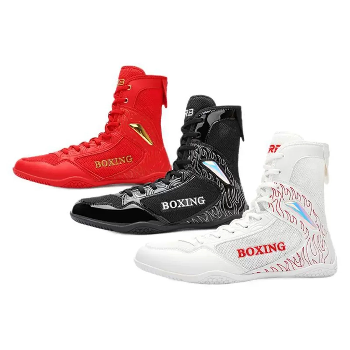 

High-top Unisex Boxing & Wrestling Shoes - Breathable Mesh Upper, Anti-Slip/Abrasion-Resistant Rubber Sole, Foco Fight Club