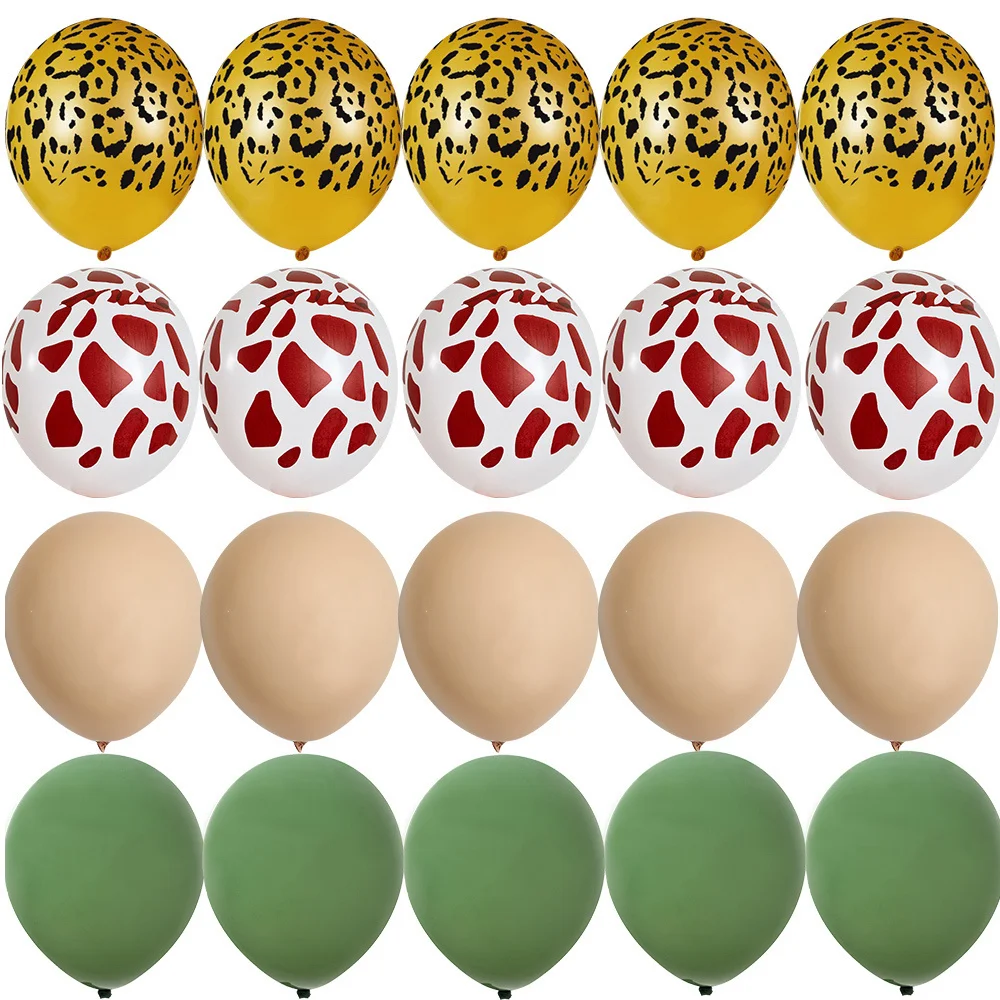 20pcs 12inch Tiger/Leopard/Giraffe Pattern Balloon Set for Kids Wild Animal Jungle Safari Birthday Party Decoration Supplies