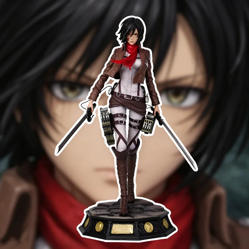 29cm Attack On Titan Aufklärungstrupp Mikasa Ackerman Anime PVC-Figur Große Statue Sammlerstück Modell Spielzeug Desktop-Ornament Geschenk