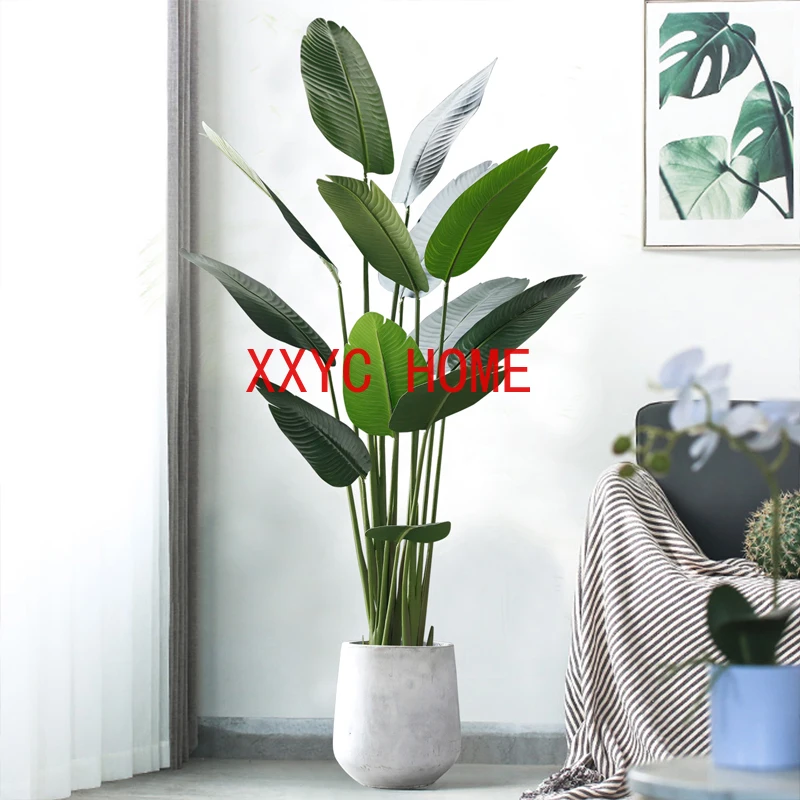 

200cm Tropical Plants Large Artificial Tree Potted Fake Banana Leaves Big Silk Palm Leaf For Home Outdoor Office Shop Room Decor