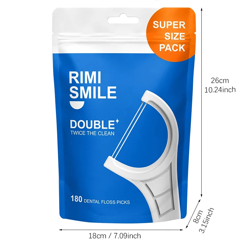 360/180 Counts Double Floss Picks with Safe Foldable Tip, Extra Long Surround Floss and High Toughness Dual Lines