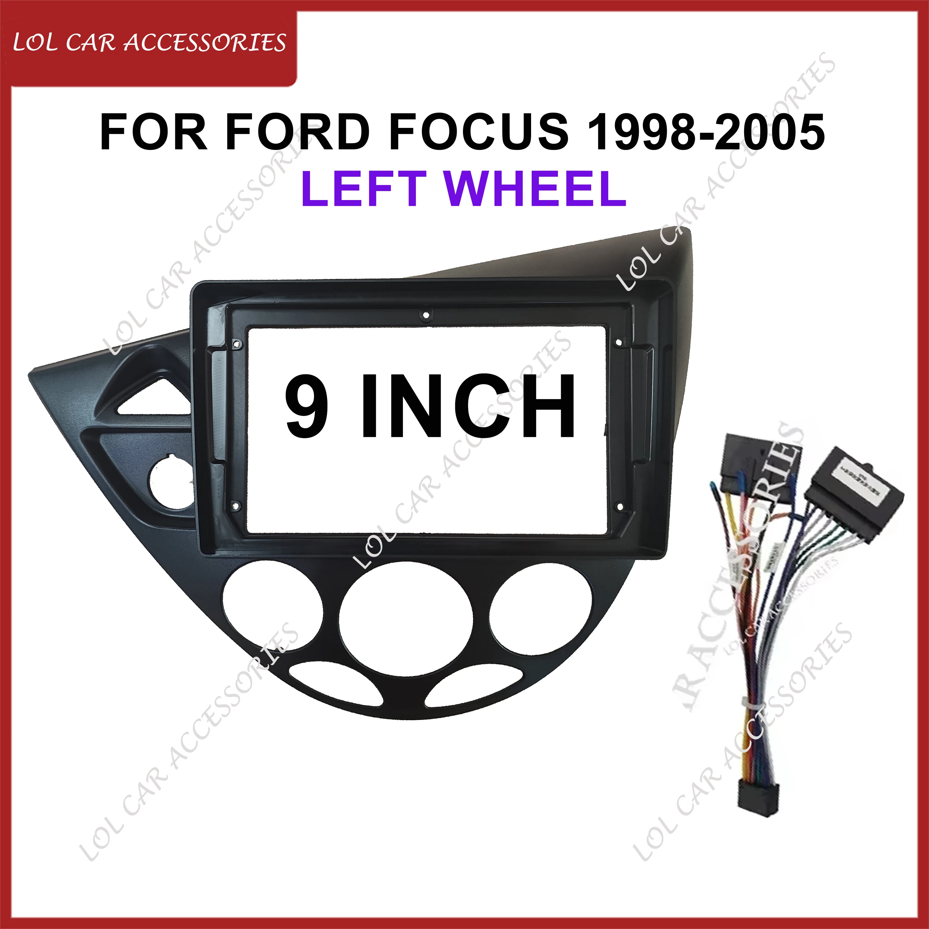 

9-дюймовая автомагнитола для Ford Focus 1998-2005, Android GPS MP5 плеер, 2 DIN, головное устройство, рамка, корпус, накладка на приборную панель