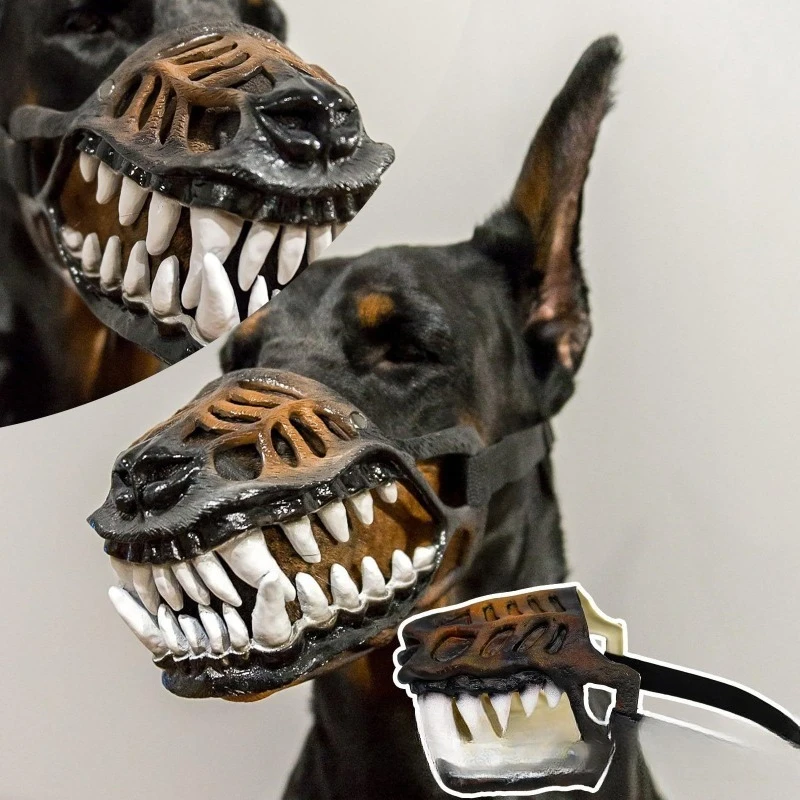 Dog Mask Halloween Mask Dinosaur Dog Mouth Latex, Funny Pet Hood Movable Teeth Pet Dress Up