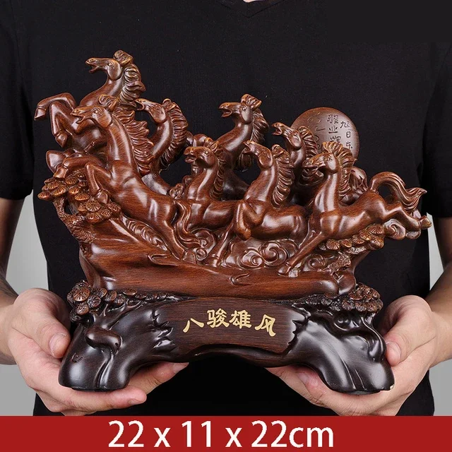 

Creative Chinese Lucky Eight Horses Resin Auspicious Home Crafts Living Room Desk Ornaments Statue Opening Gifts