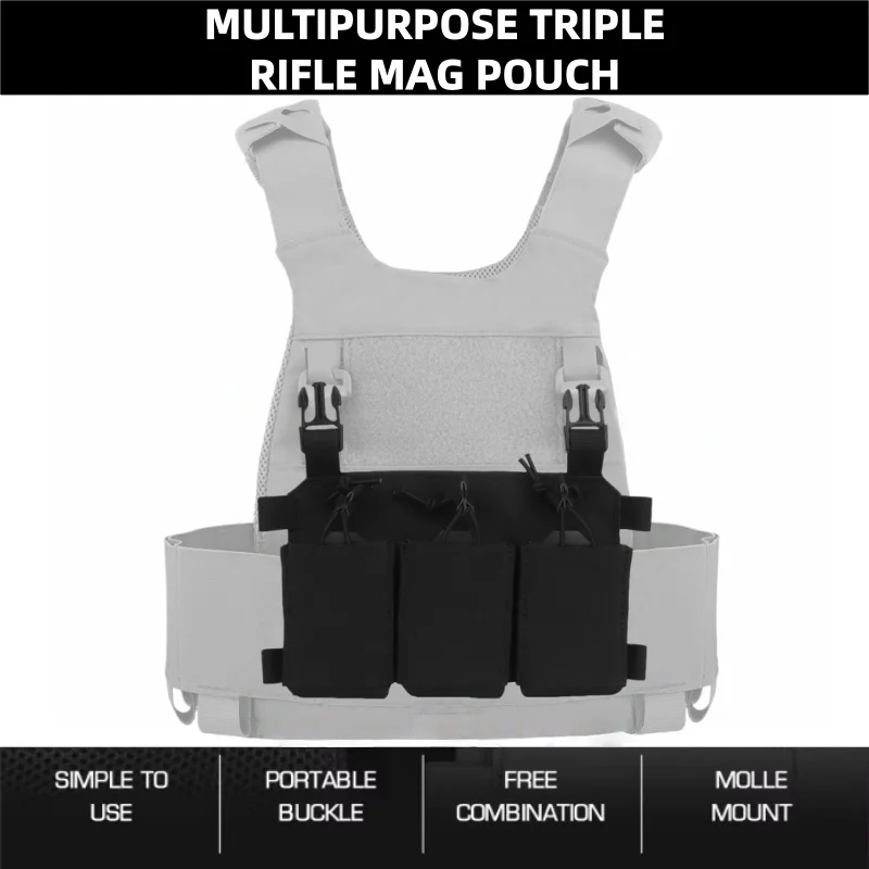 Multipurpose Triple Rifle Mag Pouch | Range Training Essential Rifle Magazine Pouch | For Wilderness Equipment Accessories
