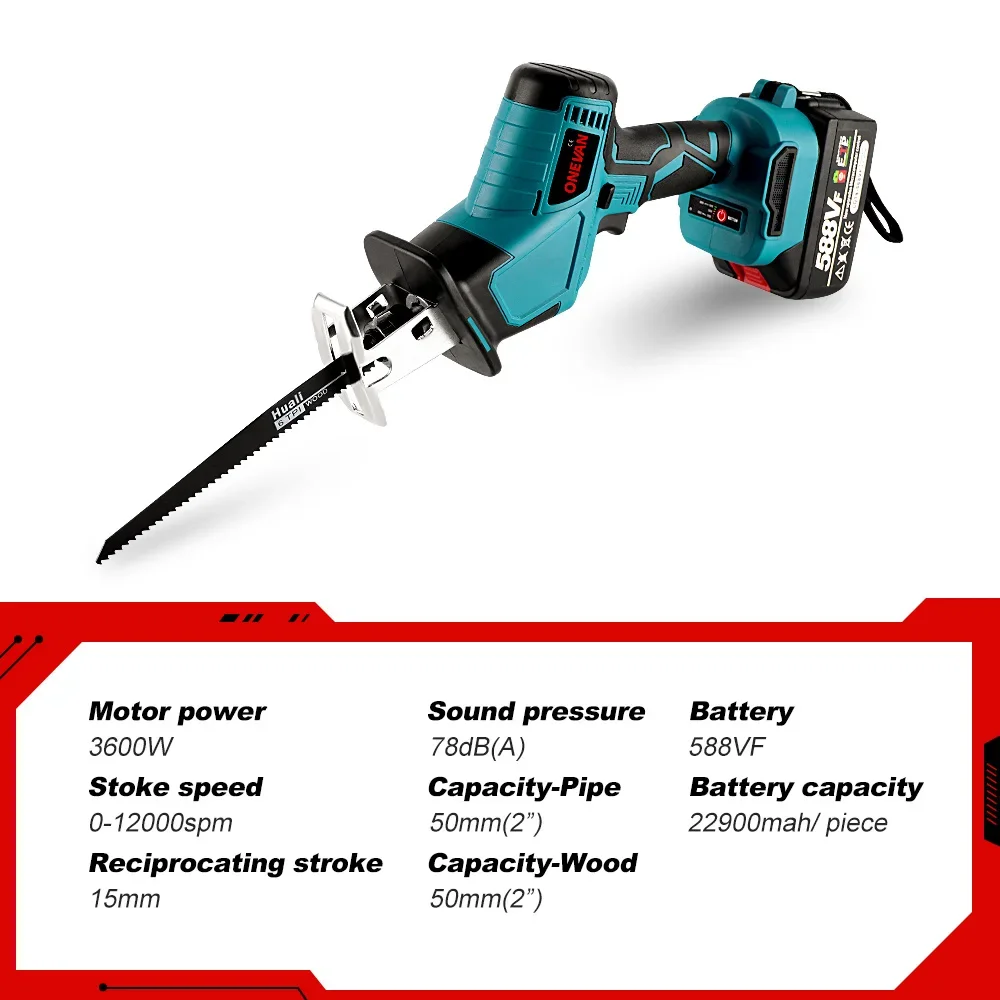 588VF Brushless Cordless Electric Reciprocating Saw Electric Saw Variable Speed Metal Wood Cutting Tool For Makita 18V Battery