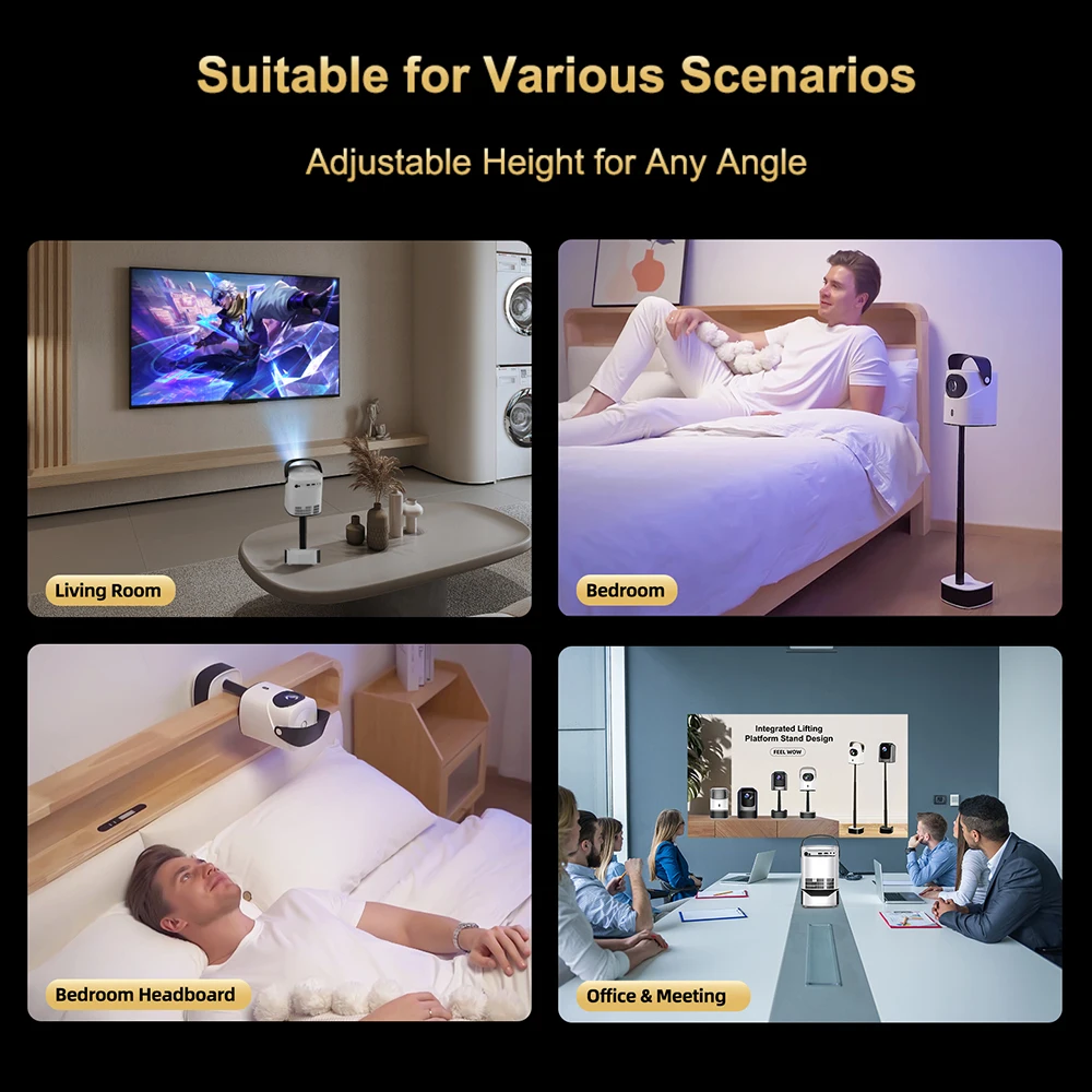 โปรเจคเตอร์ 1080P โฮมเธียเตอร์ ระบบแอนดรอยด์ 11 รองรับการถอดรหัสวิดีโอ 4K จอแสดงผล 100 นิ้ว เทคโนโลยีฉายภาพแบบสะท้อนหน้าจอ โปรเจคเตอร์สำหรับดูหนัง