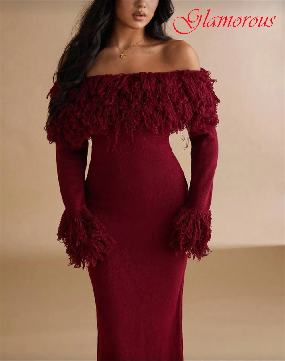 Aangepaste temperament boothals zeemeermin avondjurk elegante jersey galajurken sexy lange mouwen jurken voor speciale gelegenheden