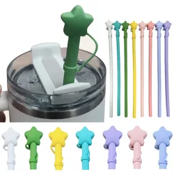 0.4in/10mm Silicone Straw With Star Straw Cap 12 in Long Dustproof Soft Straw for 40 Oz 30 Oz Tumbler Compatibility Stanley Cup