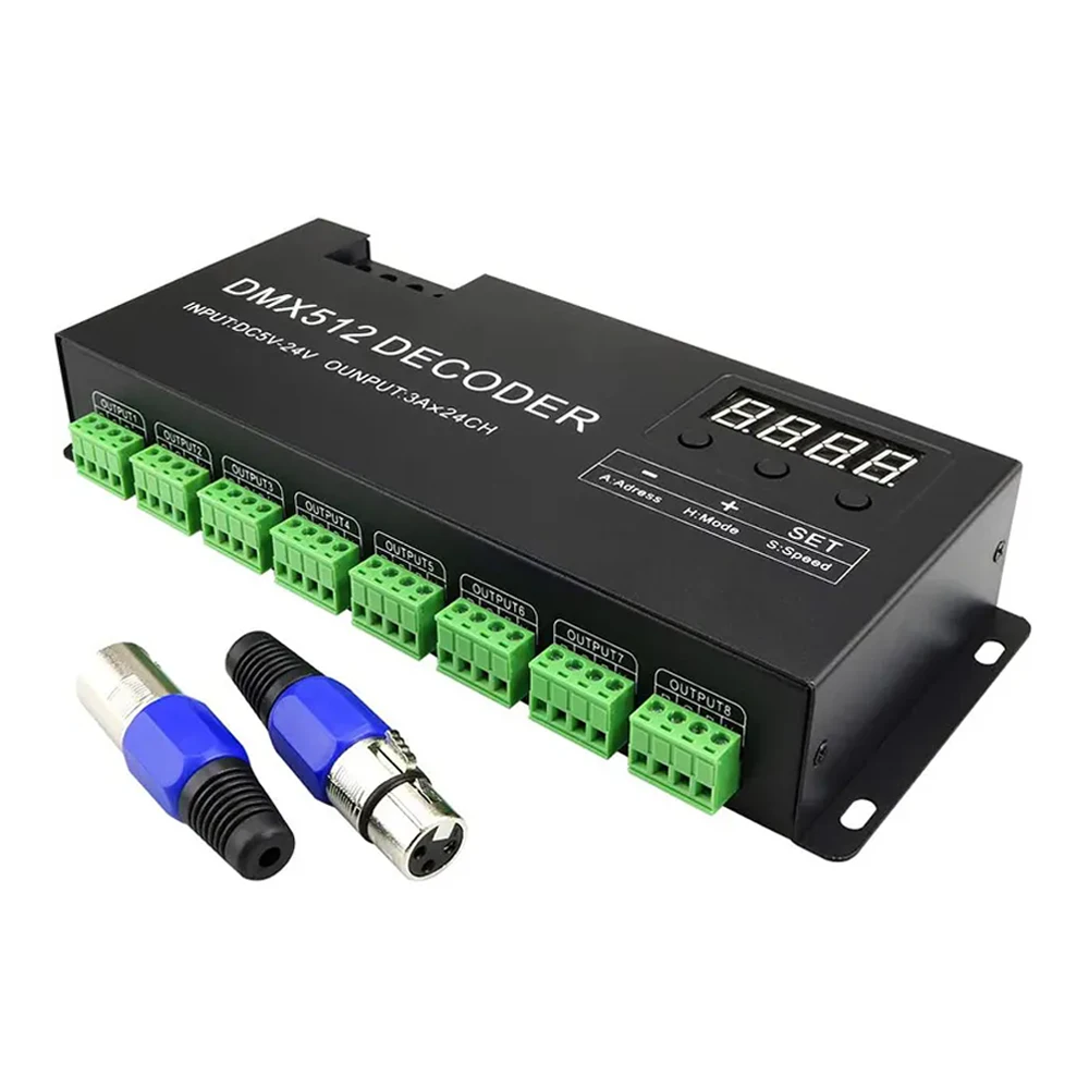 

Ava Pixel RGB Led Light Controller Decoder Drive System Digital DMX signal Splitter Converter Dimmer 24 Channel DMX512 Decoder