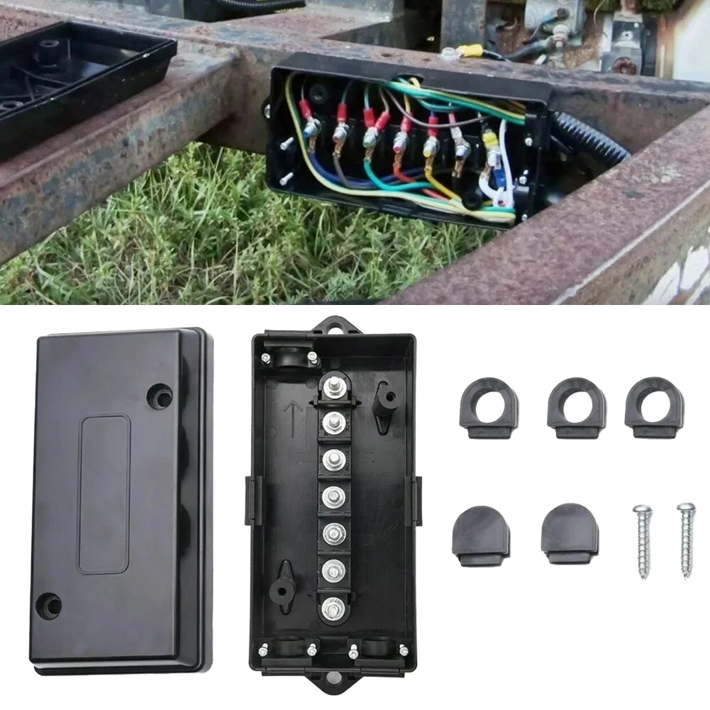 7 Way Electrical Trailer Wire Junction Box 7 Gang Trailer Wire Connection Box RV Light Cord Wiring Block Holder