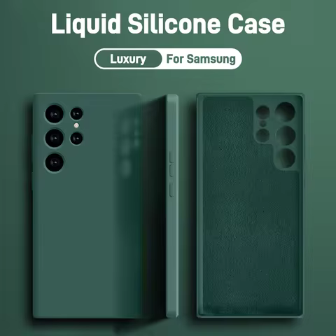Liquid Silicone Case For Samsung Galaxy S24 S23 S22 S20 Ultra FE Plus A54 A53 A34 5G Note 10 20 Soft Back Cover Phone Accessorie