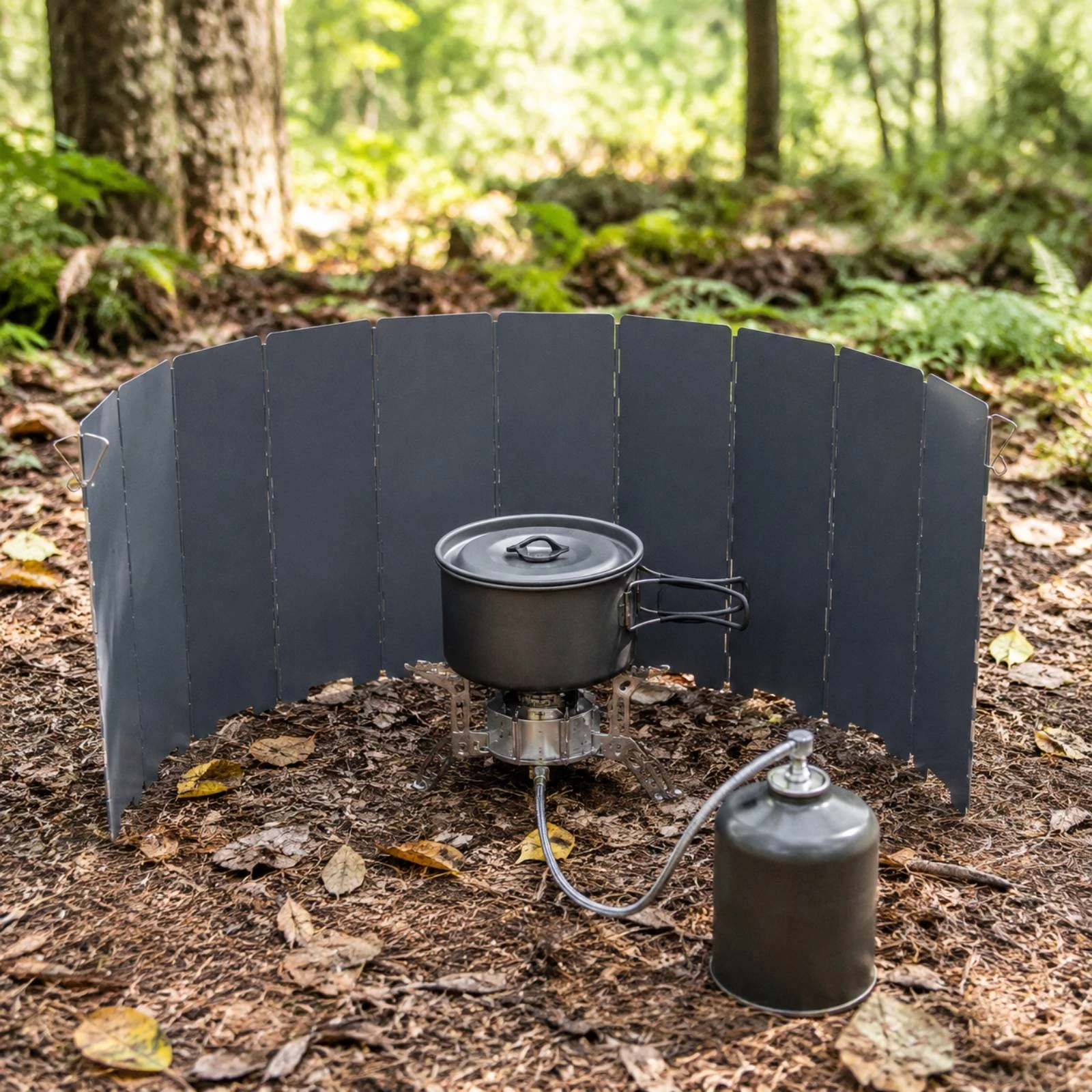 Accordion-Style Cooktop Windscreen with Storage Bag Windproof Cooktop Windshield with Drawstring Bag Hinged Panel Burner Wind