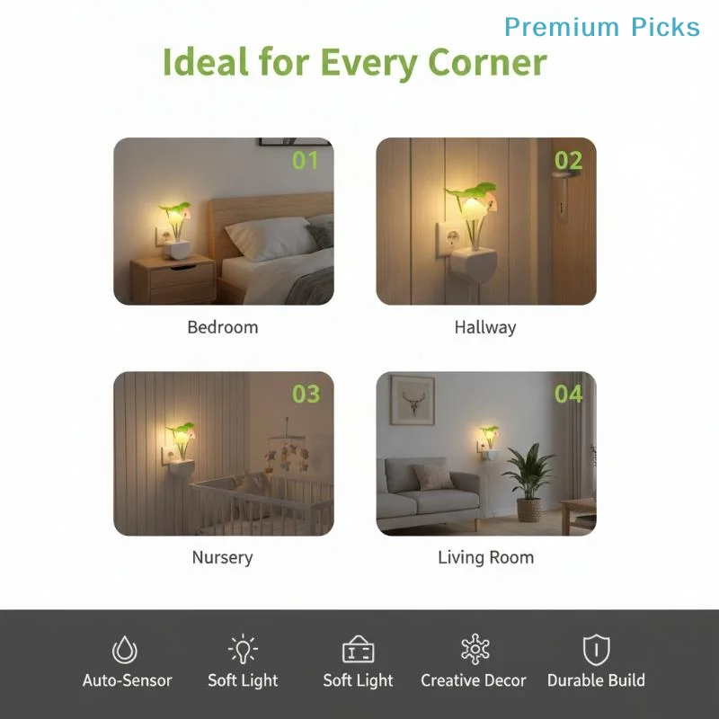 portableCute Mushroom LED Night Light Smart Light Control Eye Protection Warm Lamp for Baby Room Bedroom Hallway Decor