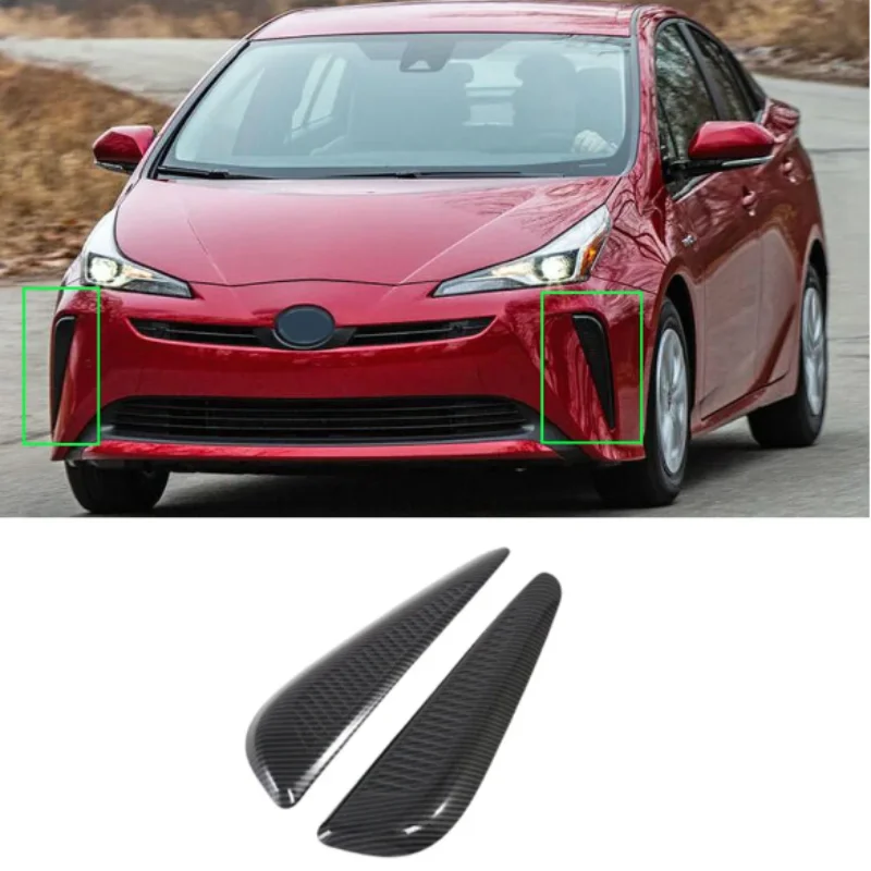 Car Body Front Fog Light Lamp Detector Frame Stick ABS Chrome Trim Parts Eyebrow 2PCs For Toyota Prius 50 series 2019 2020