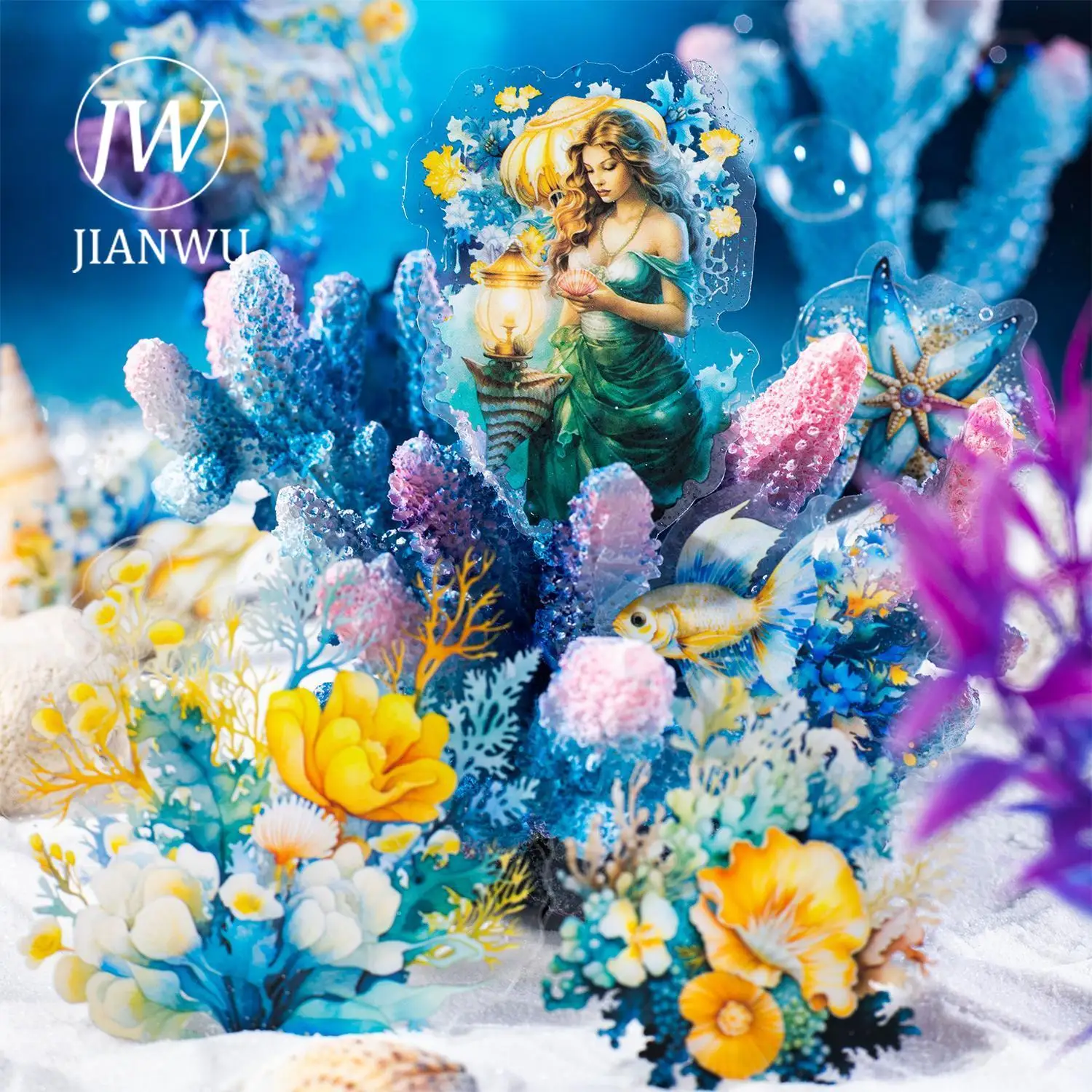 

JIANWU 30 Sheets The Legend of The Sea Series Character Landscaping Material PET Sticker Creative DIY Journal Collage Stationery