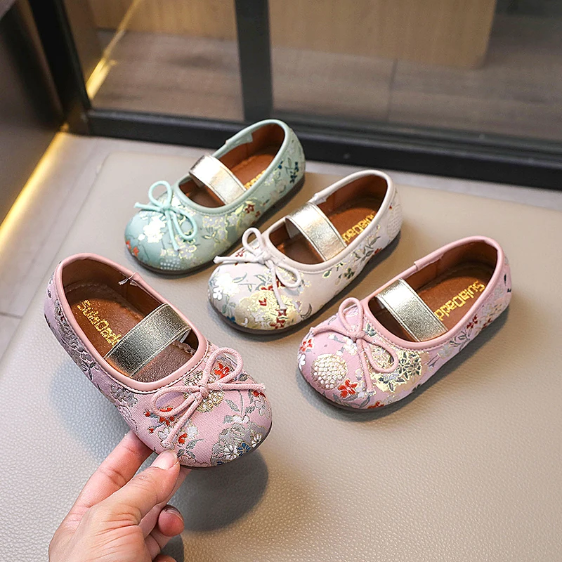 Baby Girl\'s Princess Shoes Leisure Candy Color Bowtie Kids Ballet Flats Toddler Light Elatsic Band Autumn Children Flat Shoe