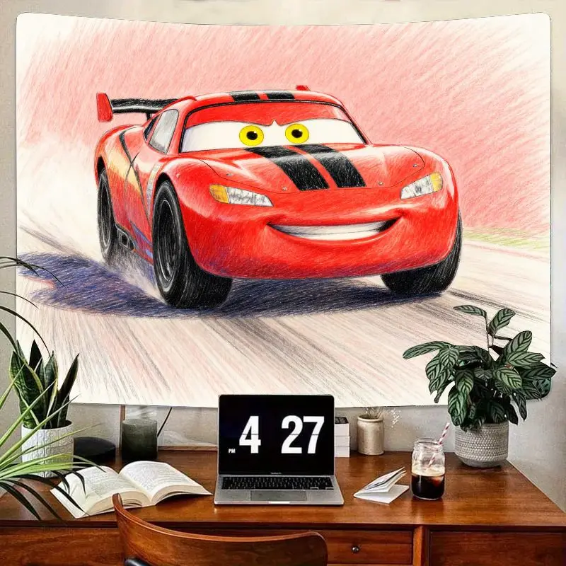 

1 шт., гобелен Disney Pixar Cars Lightning McQueen, красный гоночный автомобиль, рисунок карандаша, настенное искусство для детей, декор для спальни для мальчиков, подарок