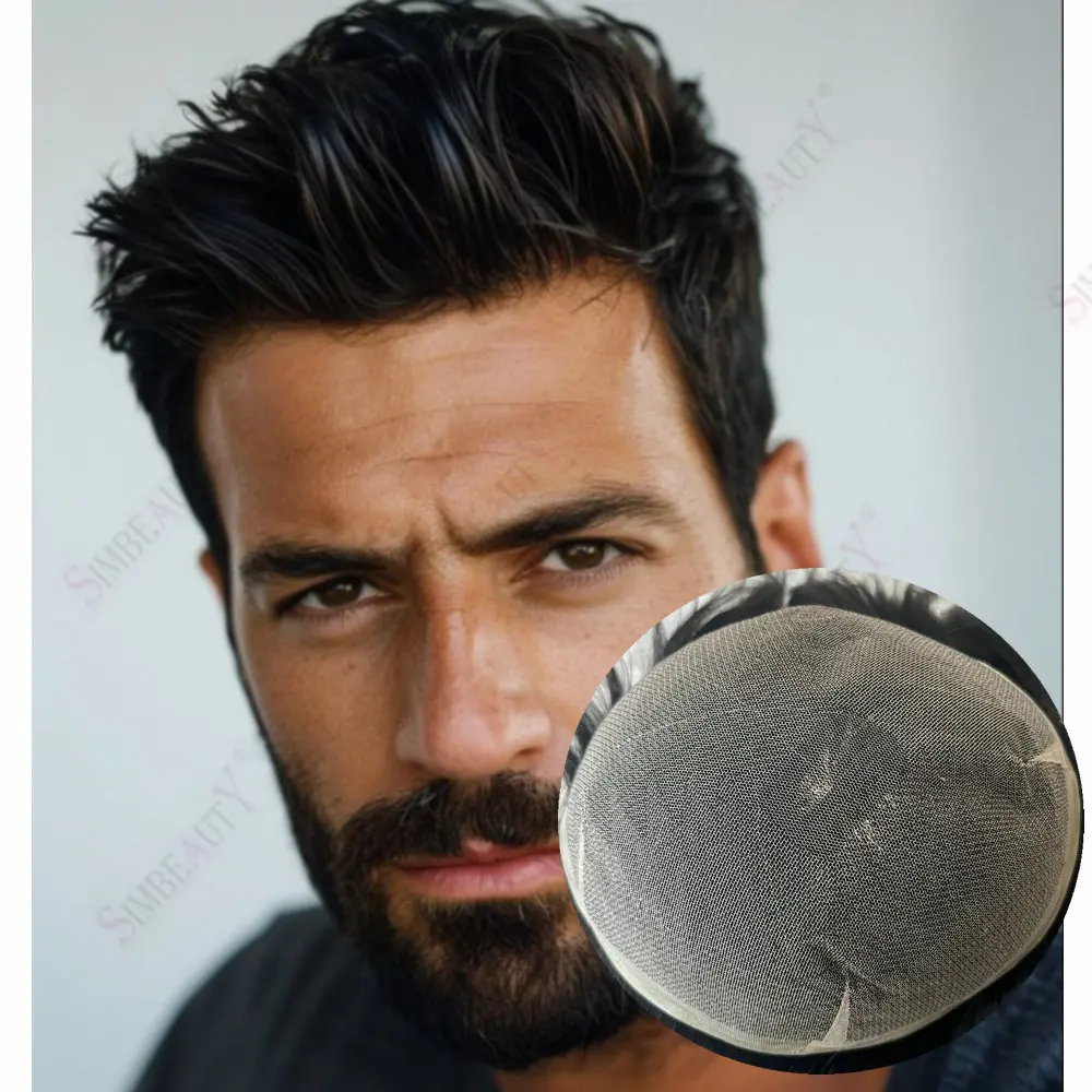 

Men's Wig Full Lace Base Natural Male Hair Prosthesis Breathable Men's Hair Replacement System 100% Human Hair Wigs Men Toupee