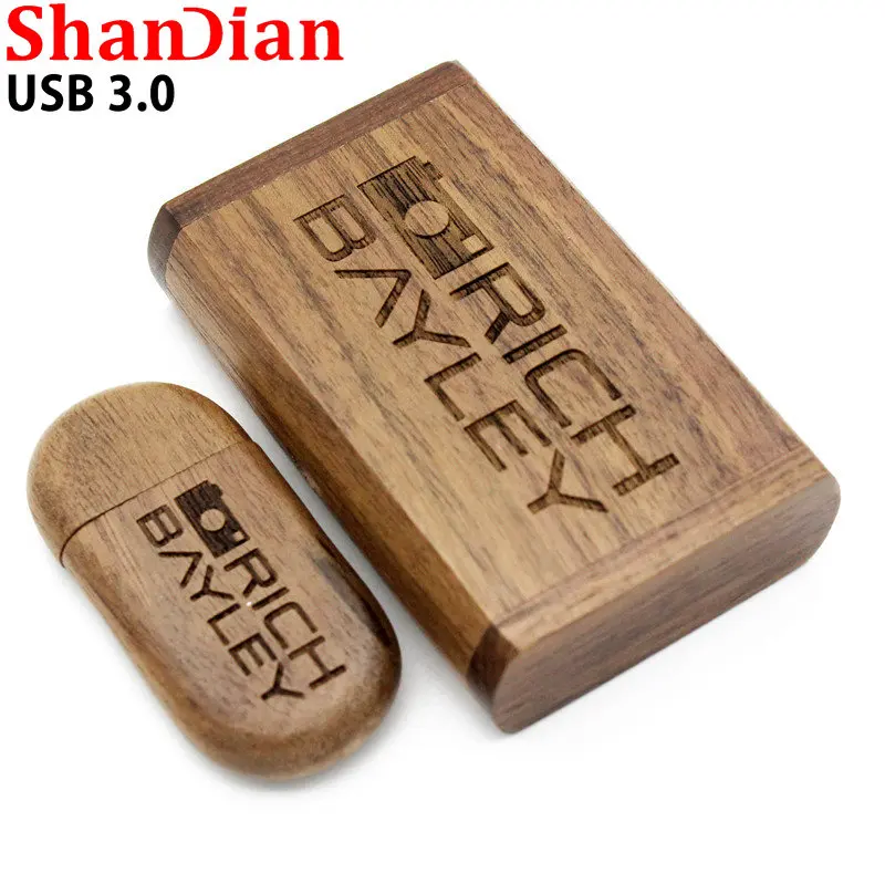 Real Capacity High Speed Wedding Gifts USB 3.0 USB Flash Drives Wooden Clamshell Gift Box Pen Drive 64GB/32GB/16GB/8GB/4G U Disk