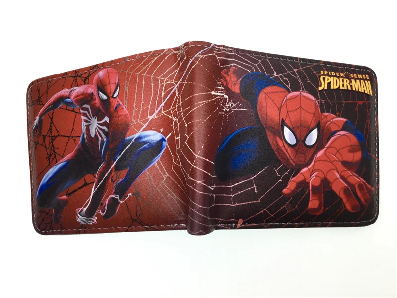 Comics Marvel PU Leather Wallet Superhero Spiderman Purse Zipper Pocket for Young