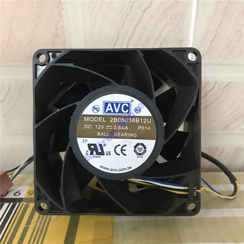 AVC 2B08038B12U 8038 12V 2.64A 4 wire temperature control and speed regulation large air volume fan air blower server