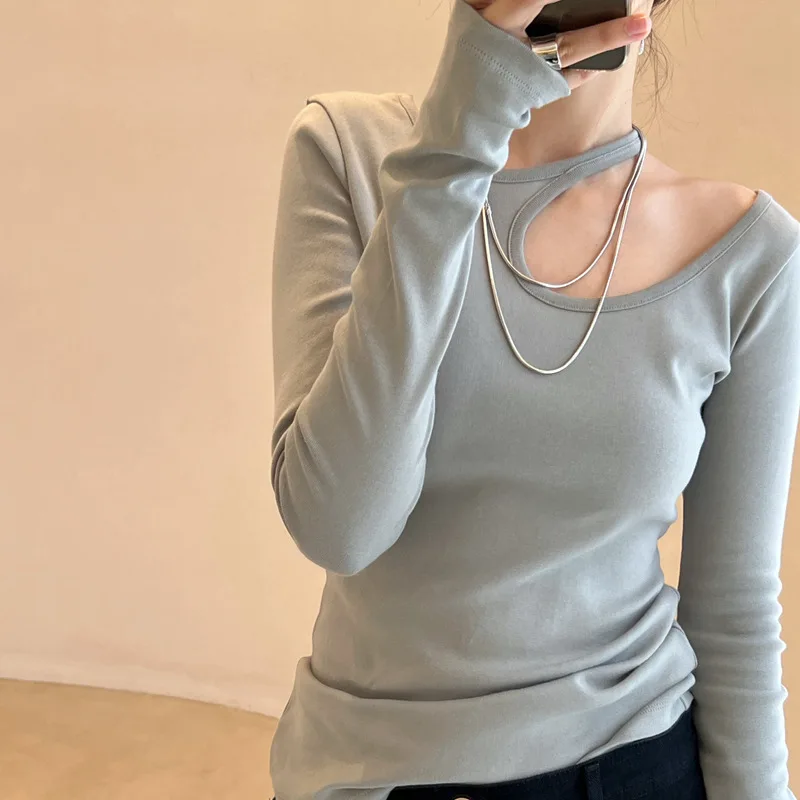 

2023 Leisure Commute Design Slim Long Sleeve T-Shirt Women Pullover Top