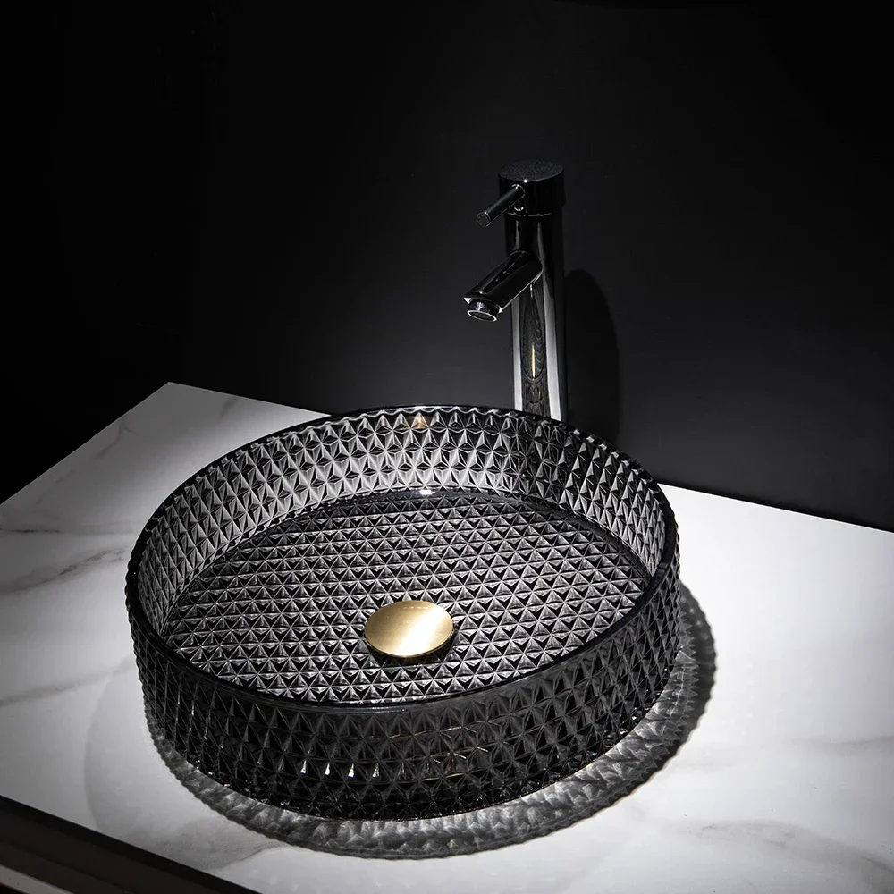 Die-cast shiny black glass washbasin bathroom washbasin hotel light luxury washbasin