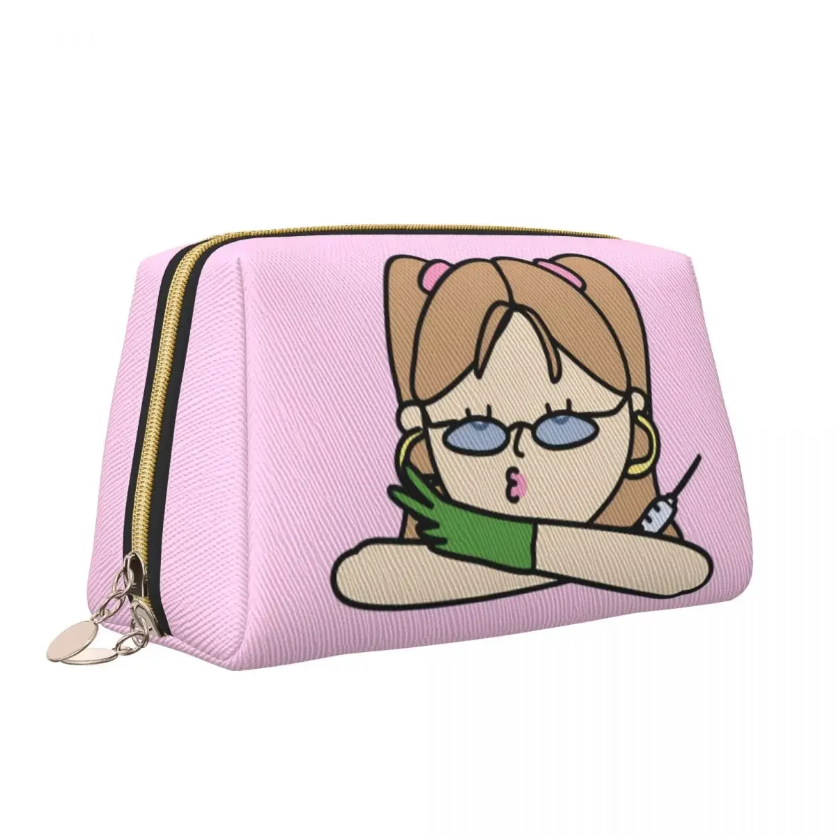

Doctor Nurse Enfermera En Apuros Leather Makeup Bag Fashion Large Capacity Cosmetic Bag Merch Woman Zipper Toiletry Case