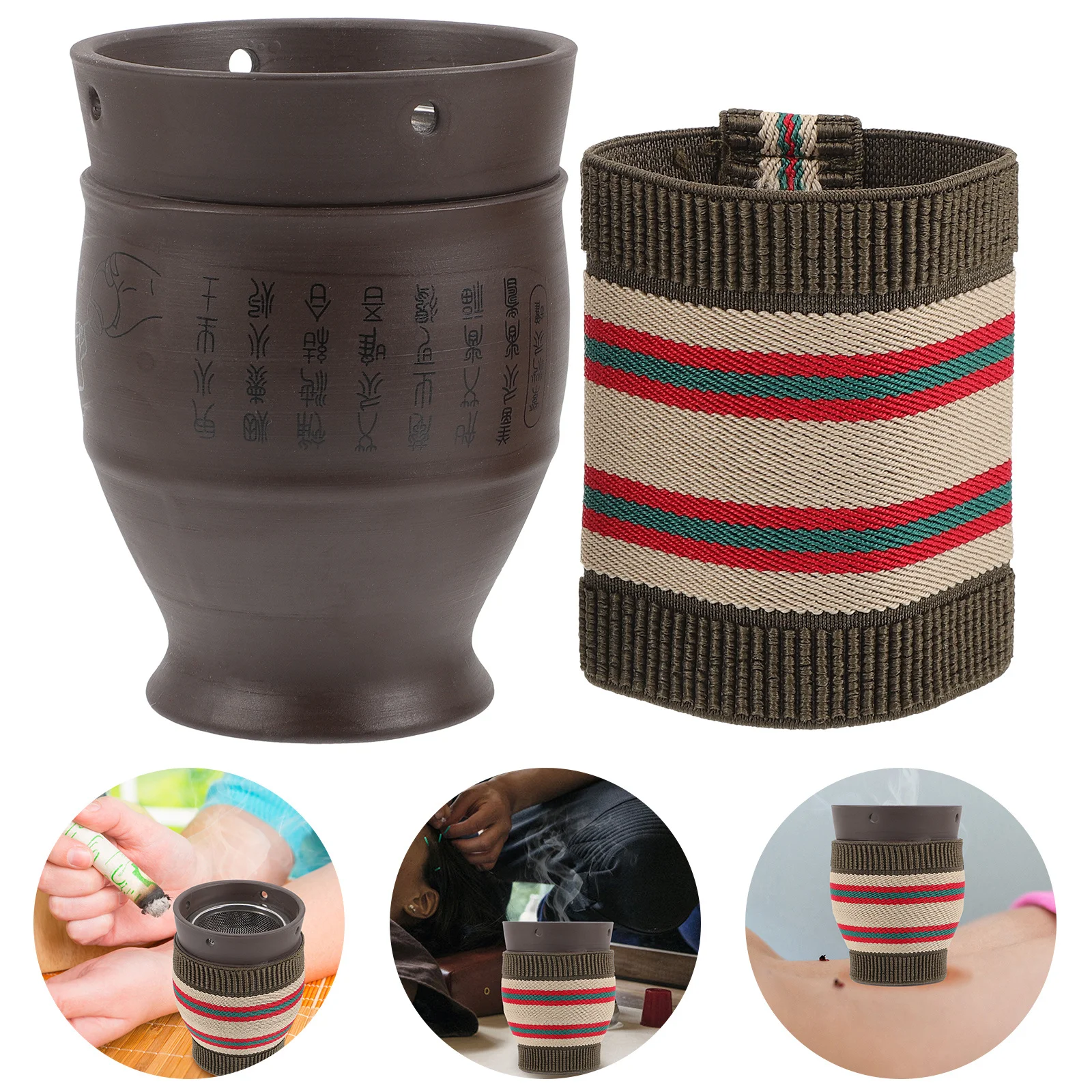 

1 комплект, керамическая чашка для прижигания, толстые стенки, теплоизоляционный горшок для терапии тела, портативная горелка для прижигания для пожилых людей, здравоохранения