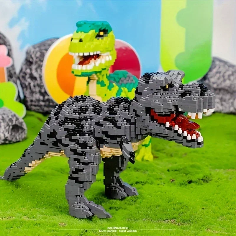 Micro Building Blocks Jurassic Dinosaur Mini Bricks Model Animal Tyrannosaurus Velociraptor Figures Toys Children\'s Holiday Gift