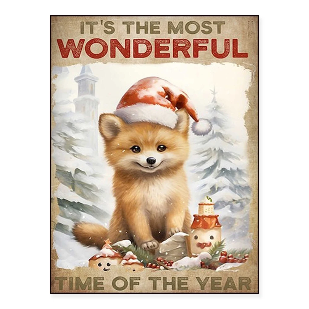 Fox Christmas Poster, It's the Most Wonderful Time of the Year Christmas Art, Fox Merry Christmas Poster, Christmas Lover Gift