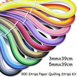 900 pasków zestaw papieru do quillingu 39cm mieszane kolory DIY prezent dekoracyjny papier rzemieślniczy gradientowy 3/5mm Origami Craft DIY narzędzia do quillingu