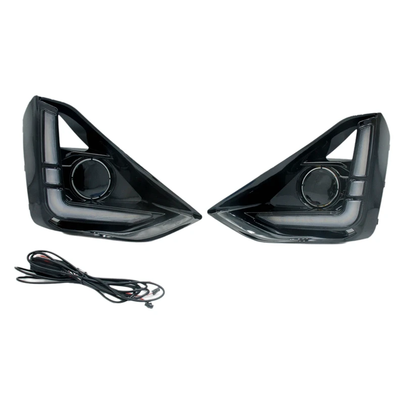 

For Isuzu D-Max 2023 2024 Dynamic Turn Signal Car DRL LED Daytime Running Light LED Fog Lamp White+Yellow Light-A14Z