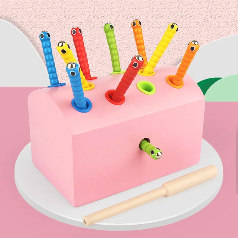 Insects Toys Fun Early Education Toy Children's Wooden Magnetic Insect Catching Game Kids Educational Tabletop Toy