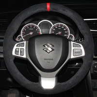 Cubierta trenzada para volante de coche personalizada, gamuza 100% apta para Suzuki Swift Sport 2012 2013-2017 Vitara S 2016-2019, accesorios para coche