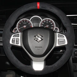Custom Car Steering Wheel Braid Cover Suede 100% Fit For Suzuki Swift Sport 2012 2013-2017 Vitara S 2016-2019 Car Accessories