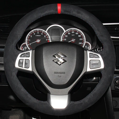 Cubierta trenzada para volante de coche personalizada, gamuza 100% apta para Suzuki Swift Sport 2012 2013-2017 Vitara S 2016-2019, accesorios para coche