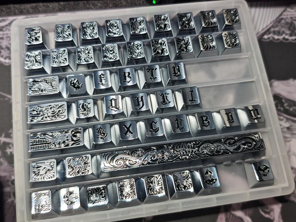 Womier Ancient Mythology Beast Keycaps Metal Embossed Plated Metal Craft Cherry Profile Keycaps Suitable for Mechanical Keycaps