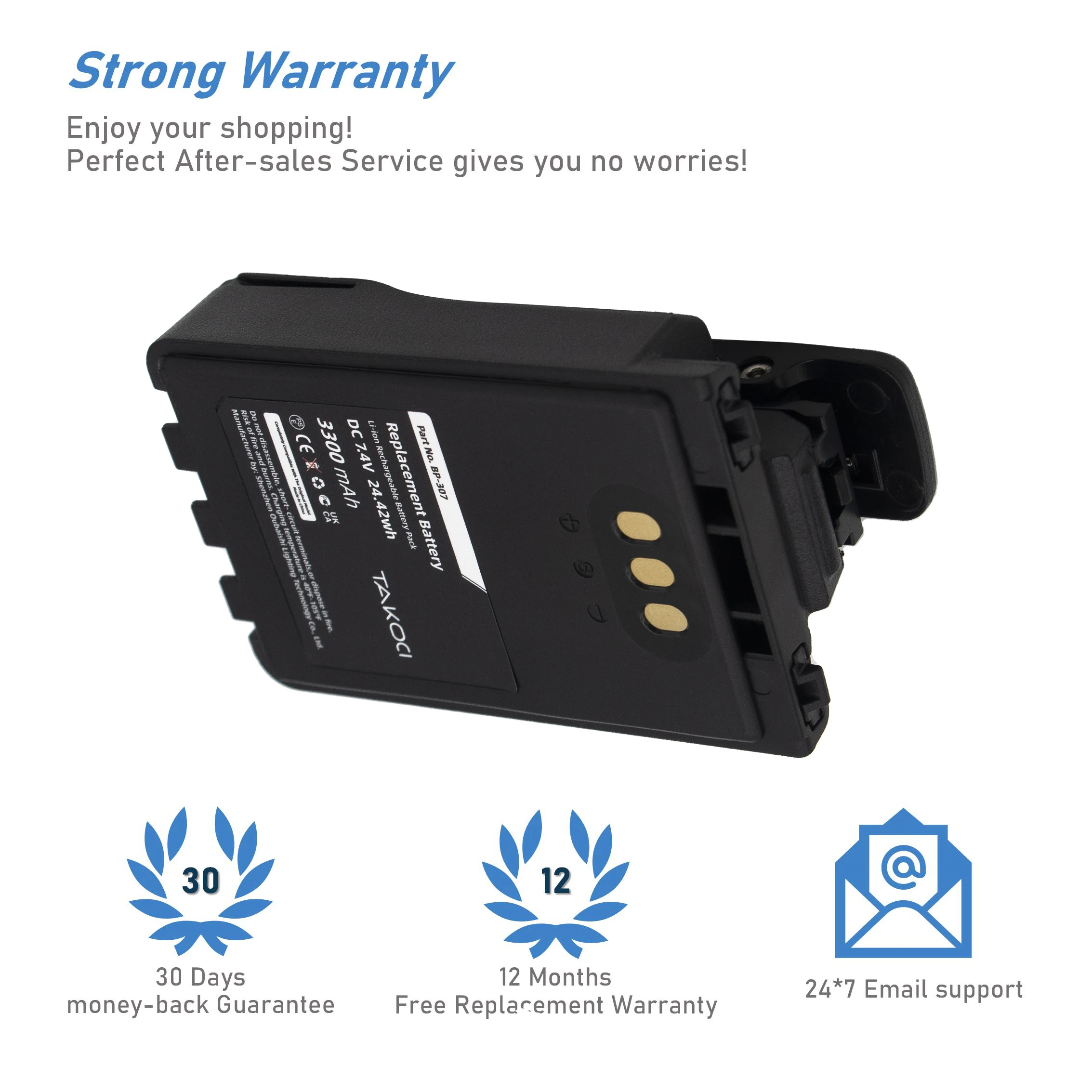 Replacement Battery for Icom  IC-705, ID-31E, ID-51E, ID-52E, IP-100H, IP-501H, IP-503H BP-307 7.4V/mA