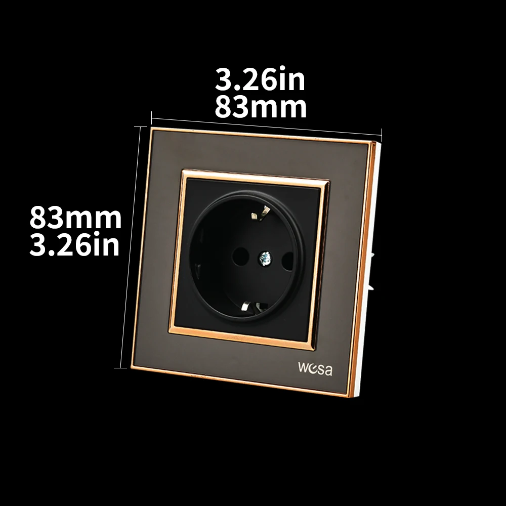WESA الاتحاد الأوروبي القياسية مقبس الحائط مرآة سوداء الاكريليك لهب لوحة مقبس الطاقة 16A مخرج كهربائي أخبار الأرض القياسية #6